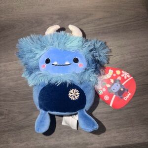 Squishmallows Blue Fuzzy Monster with Snowflake Accent